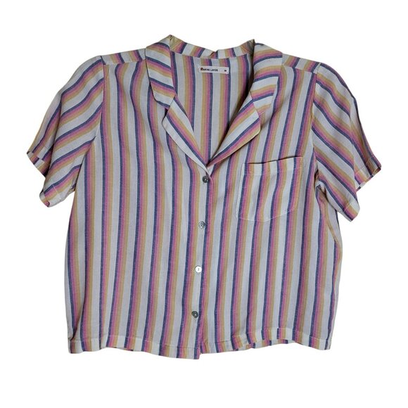 Women's Marine Layer Doze Pajama Top Sz M Blue Orange Ombre Stripe Tencel/Linen - Picture 1 of 7